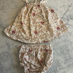 Rylee + Cru Cream and Red Floral Baby Outfit
